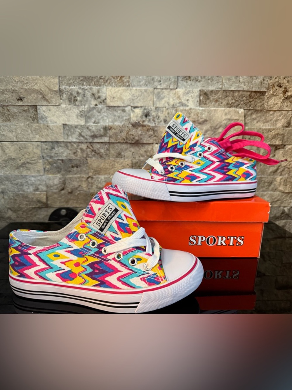 Fuchsia Low-Top Sneakers Size 6